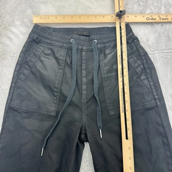 Joe's Jeans Sienna Coated Joggers Womens Small Black High Rise Stretch Tapered - Picture 6 of 9